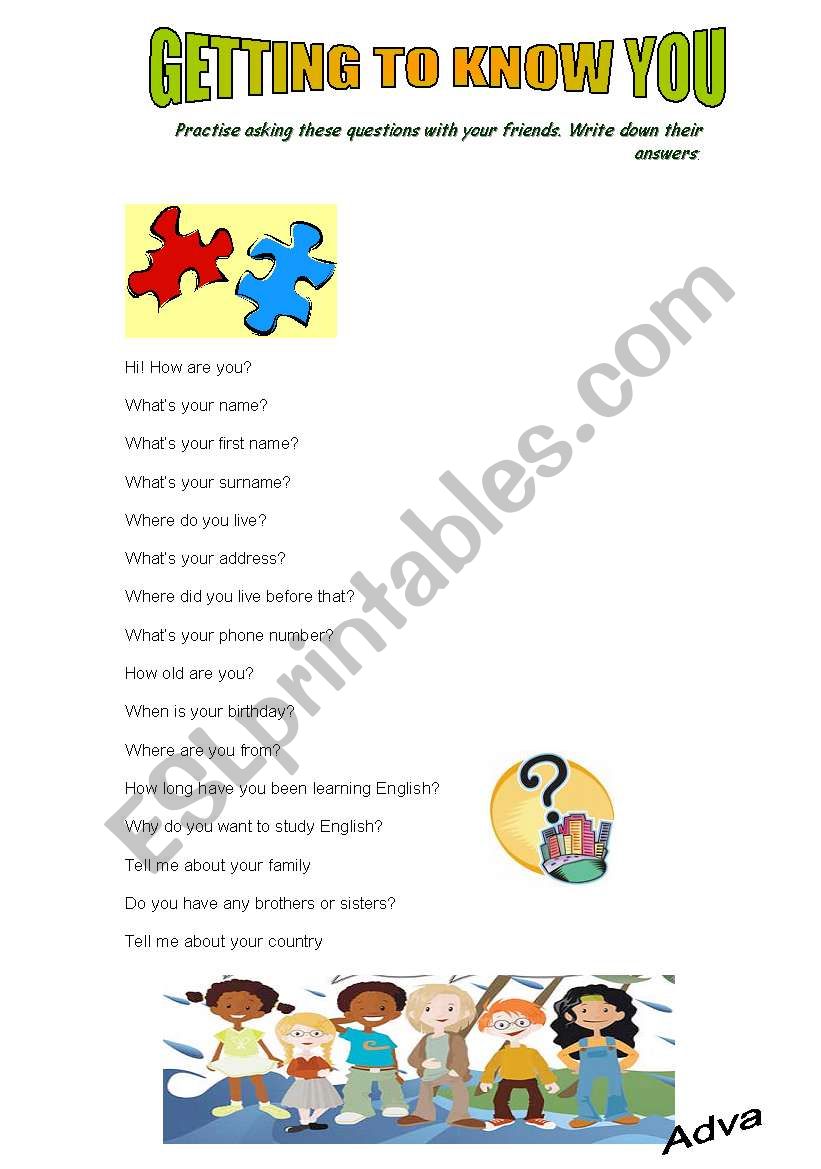 getting to know you worksheet