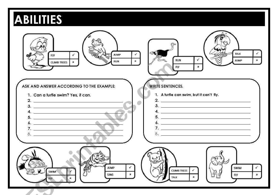 ABILITIES AND ANIMALS worksheet