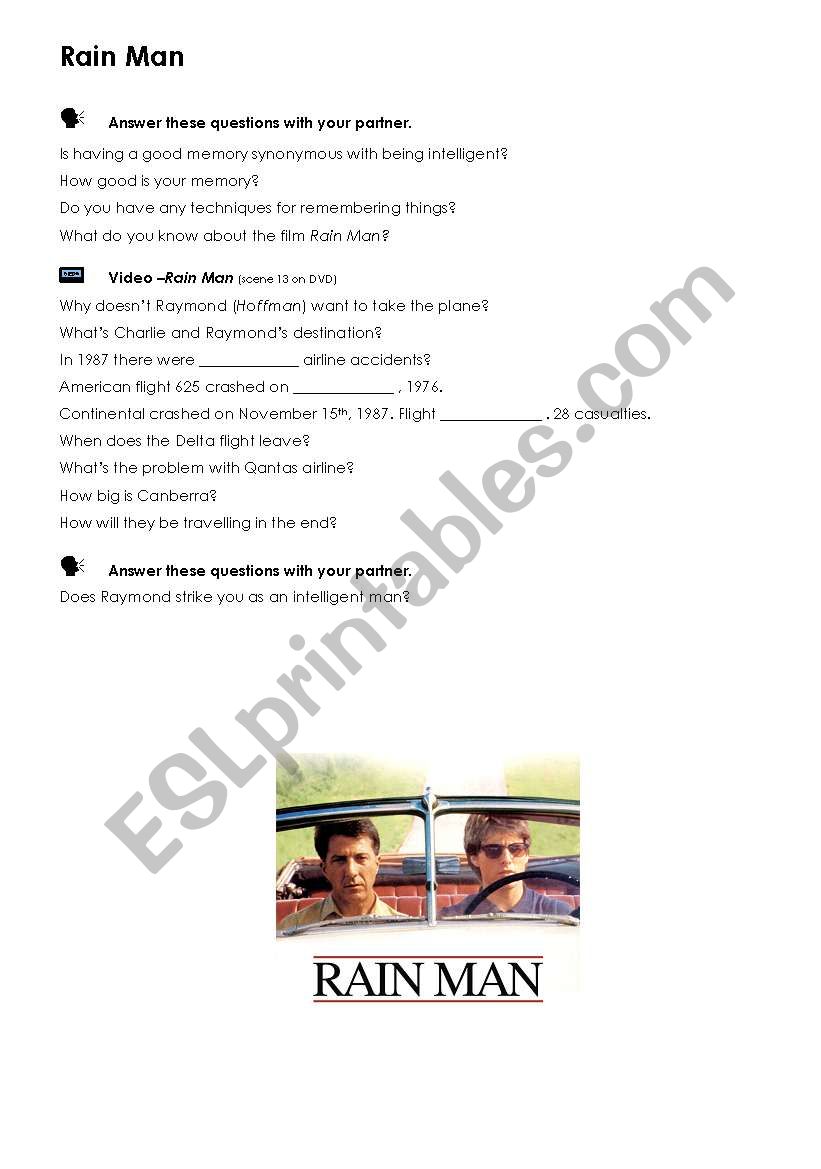 RAIN MAM -THE MEMORY MAN worksheet