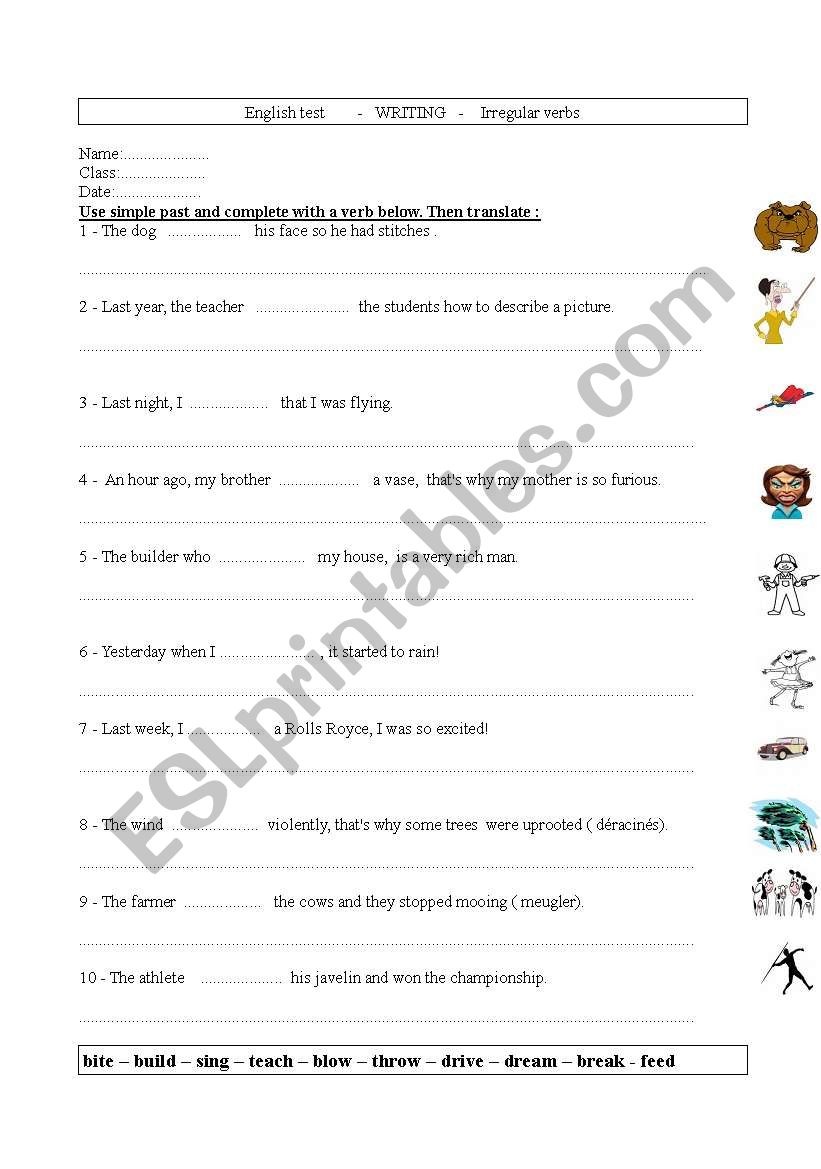 Past simple irregular verbs test