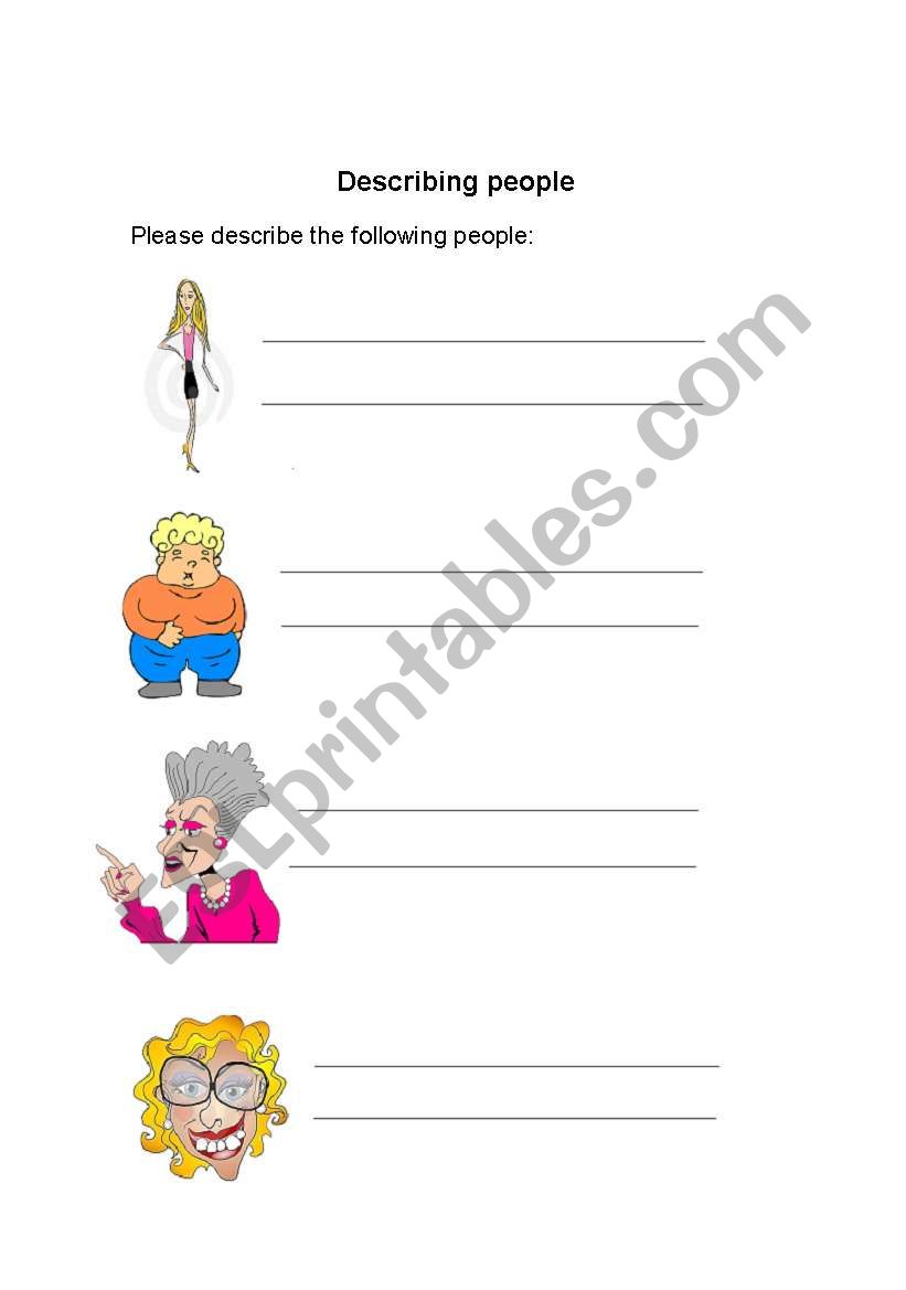 Describing people worksheet