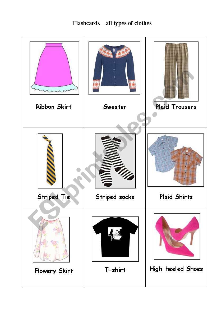 Flashcards - Clothes, material and patterns