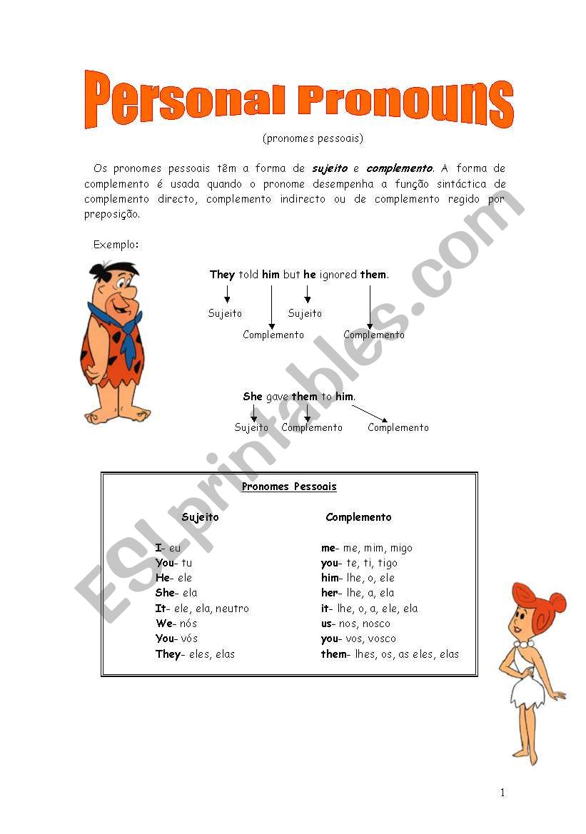 Personal Pronouns worksheet