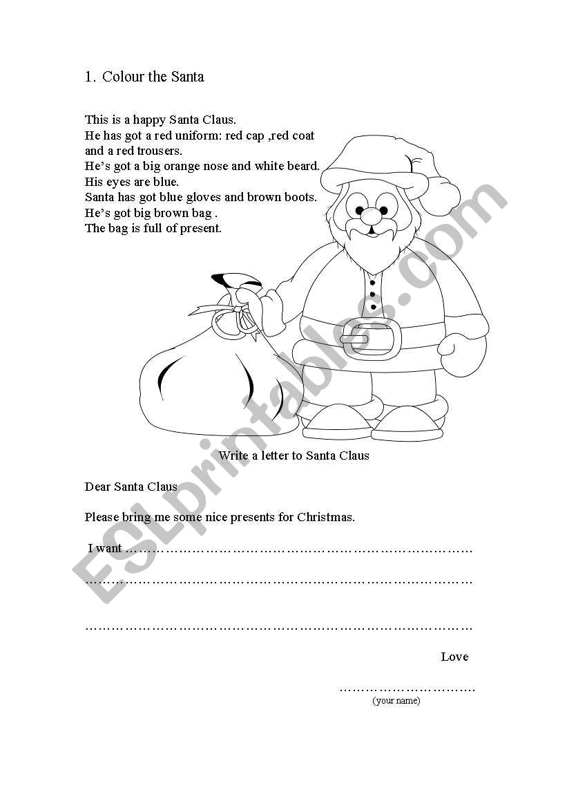 Letter to Santa worksheet