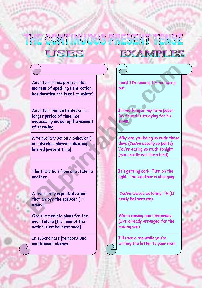 present continuous worksheet