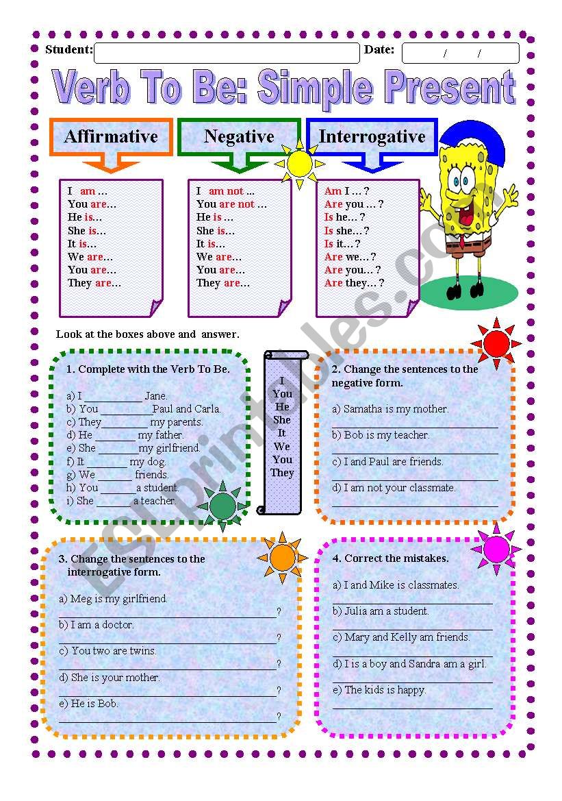 Worksheet: Verb To Be - Simple Present