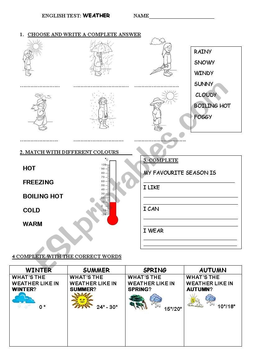 WEATHER TEST worksheet