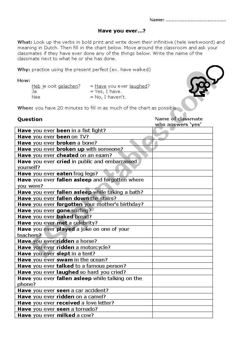 Have you ever...? worksheet