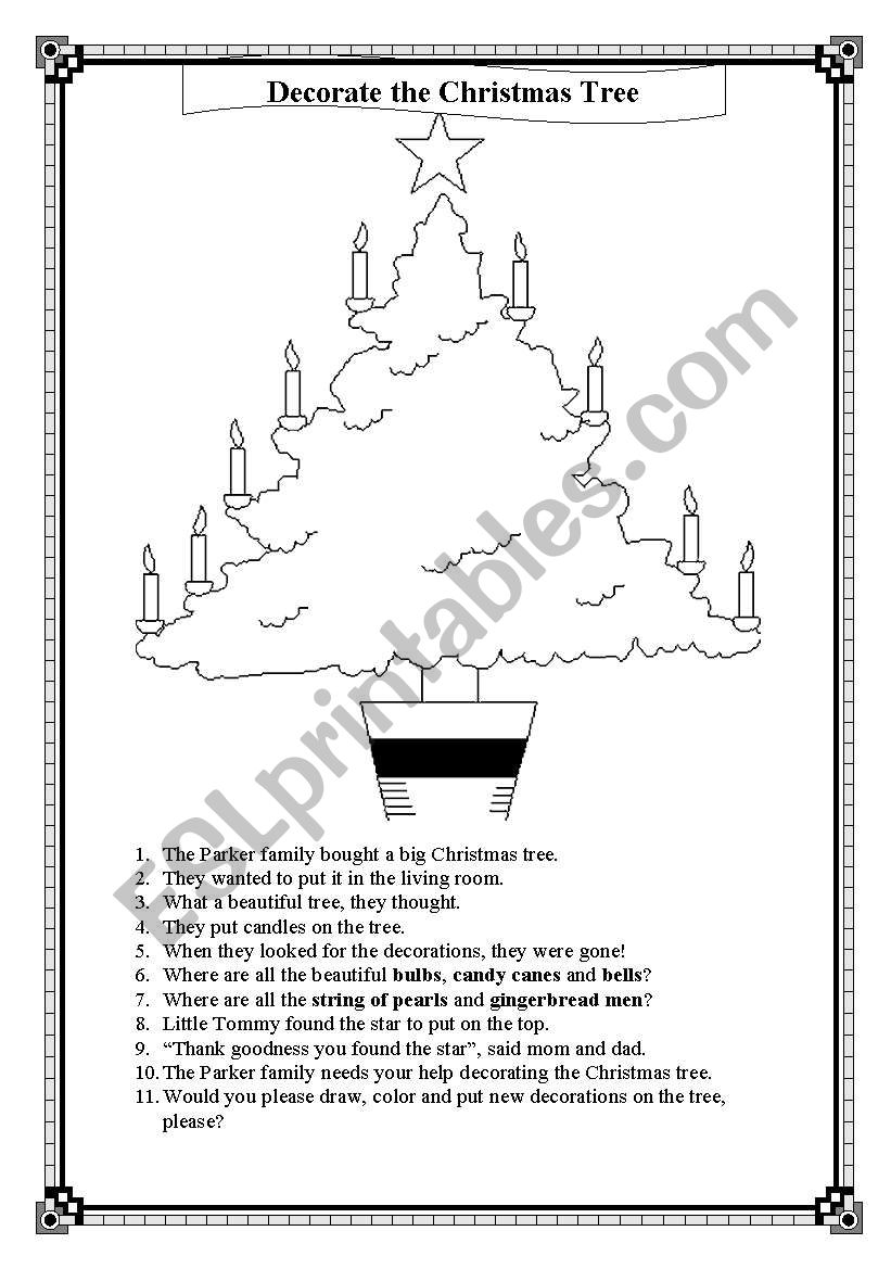 Decorating the Christmas Tree worksheet