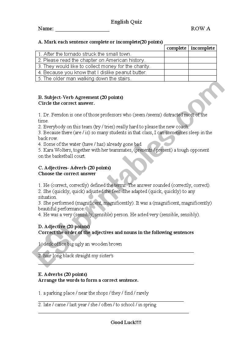 Writing Strategies - quiz worksheet