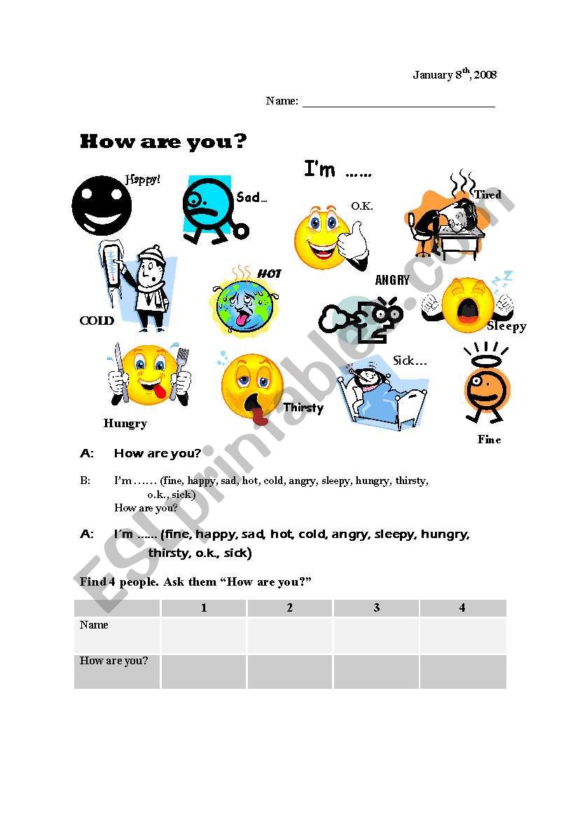 How are you? worksheet