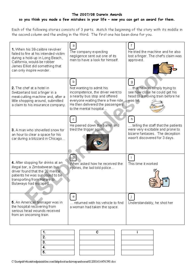 Stupid People Awards worksheet