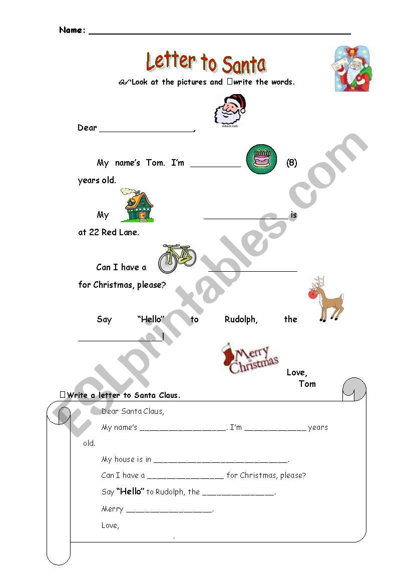 Letter to Santa worksheet