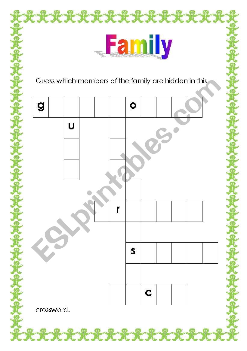 Members of the family worksheet