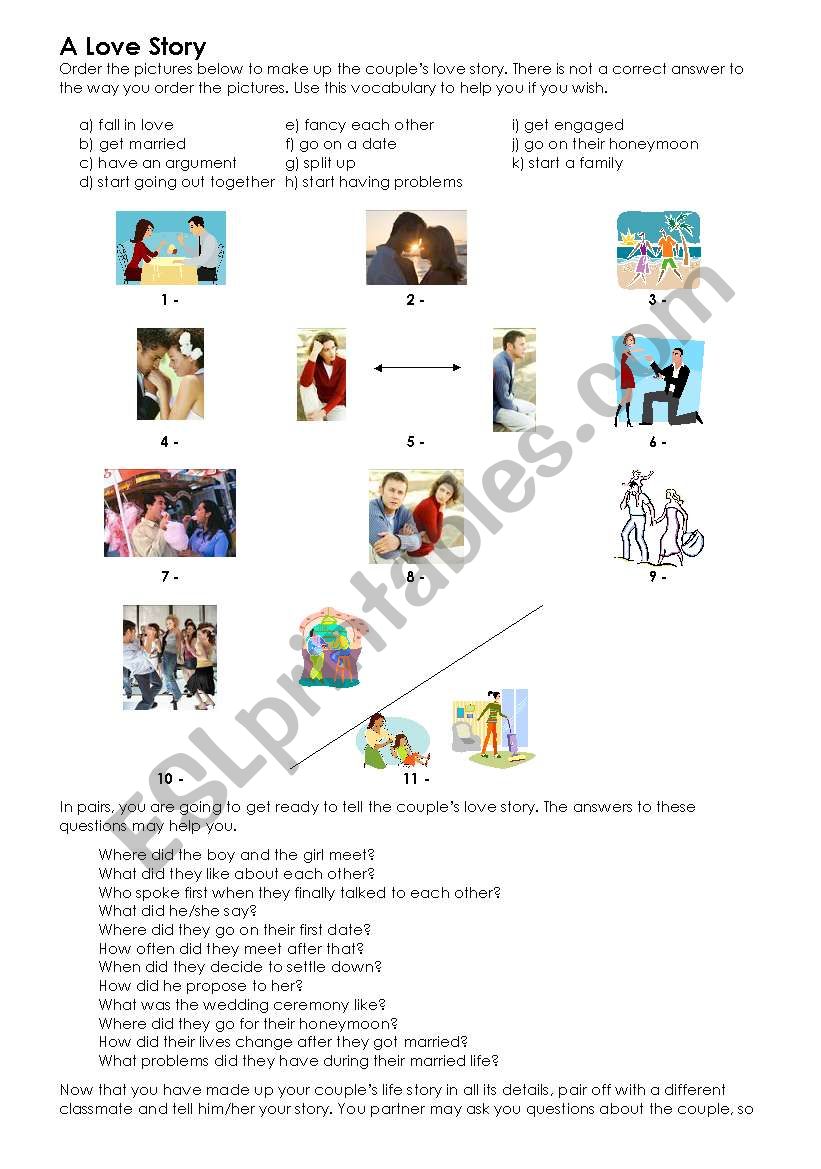 A love story worksheet