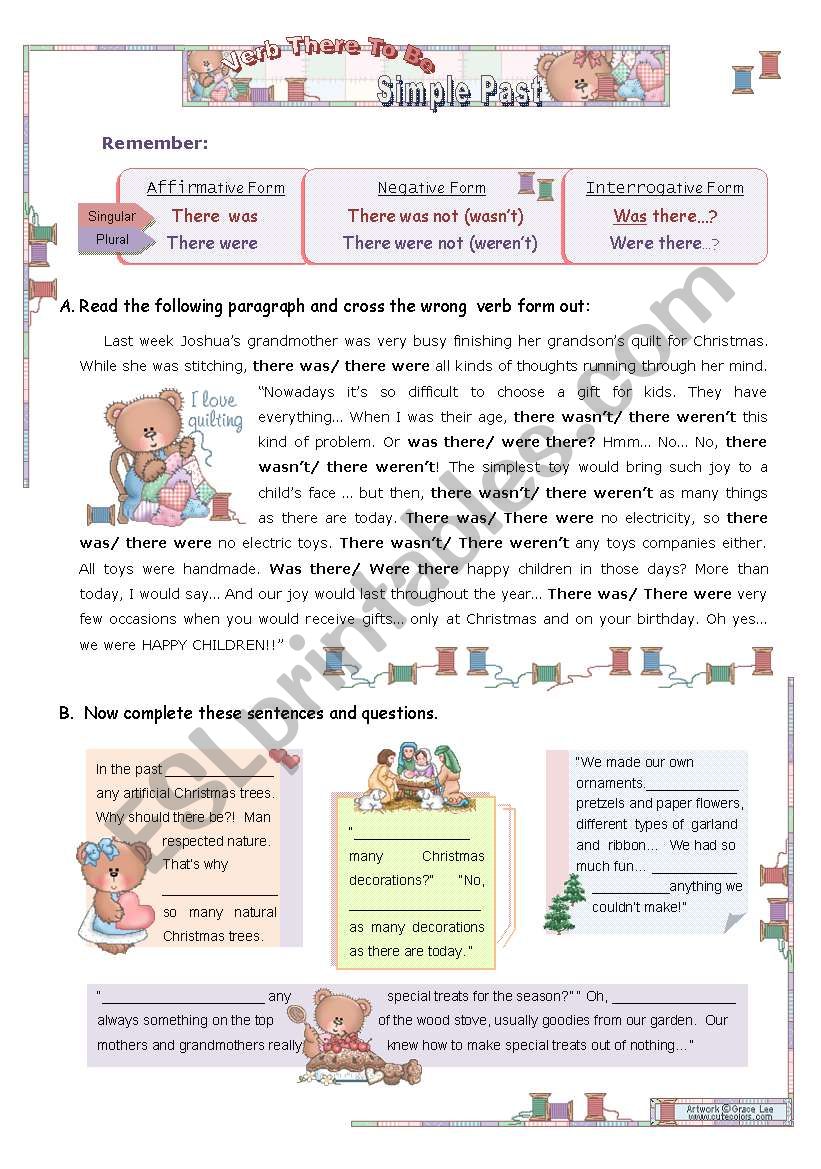 Verb THERE TO BE   --  SIMPLE PAST  1/2  (Christmas Context)