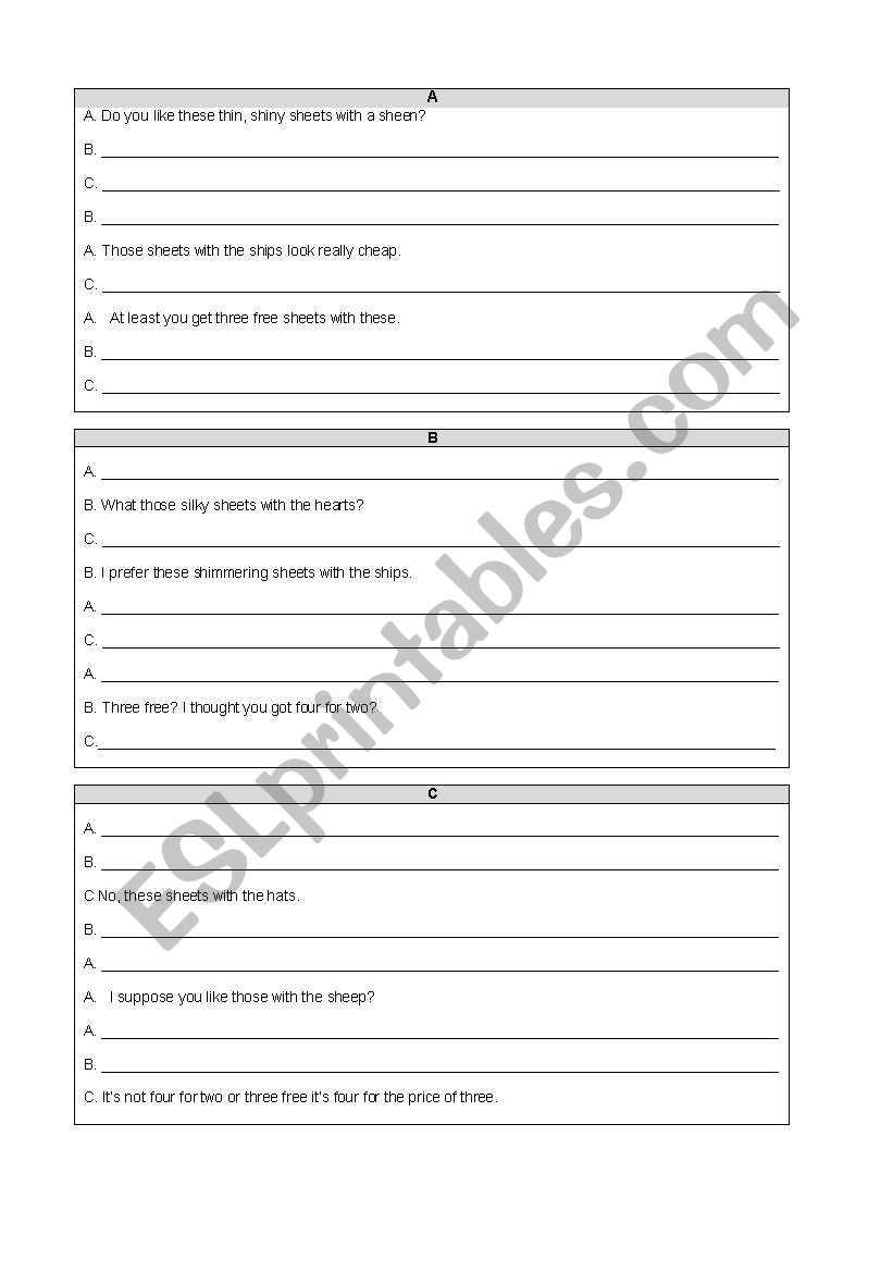 Crazy dictation - Three free sheets