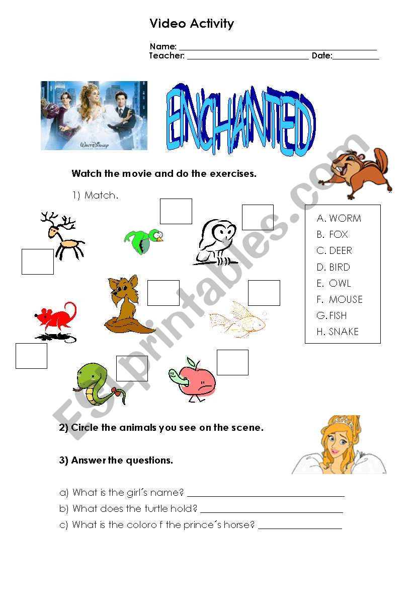 ENCHANTED VIDEO ACTIVITY  worksheet