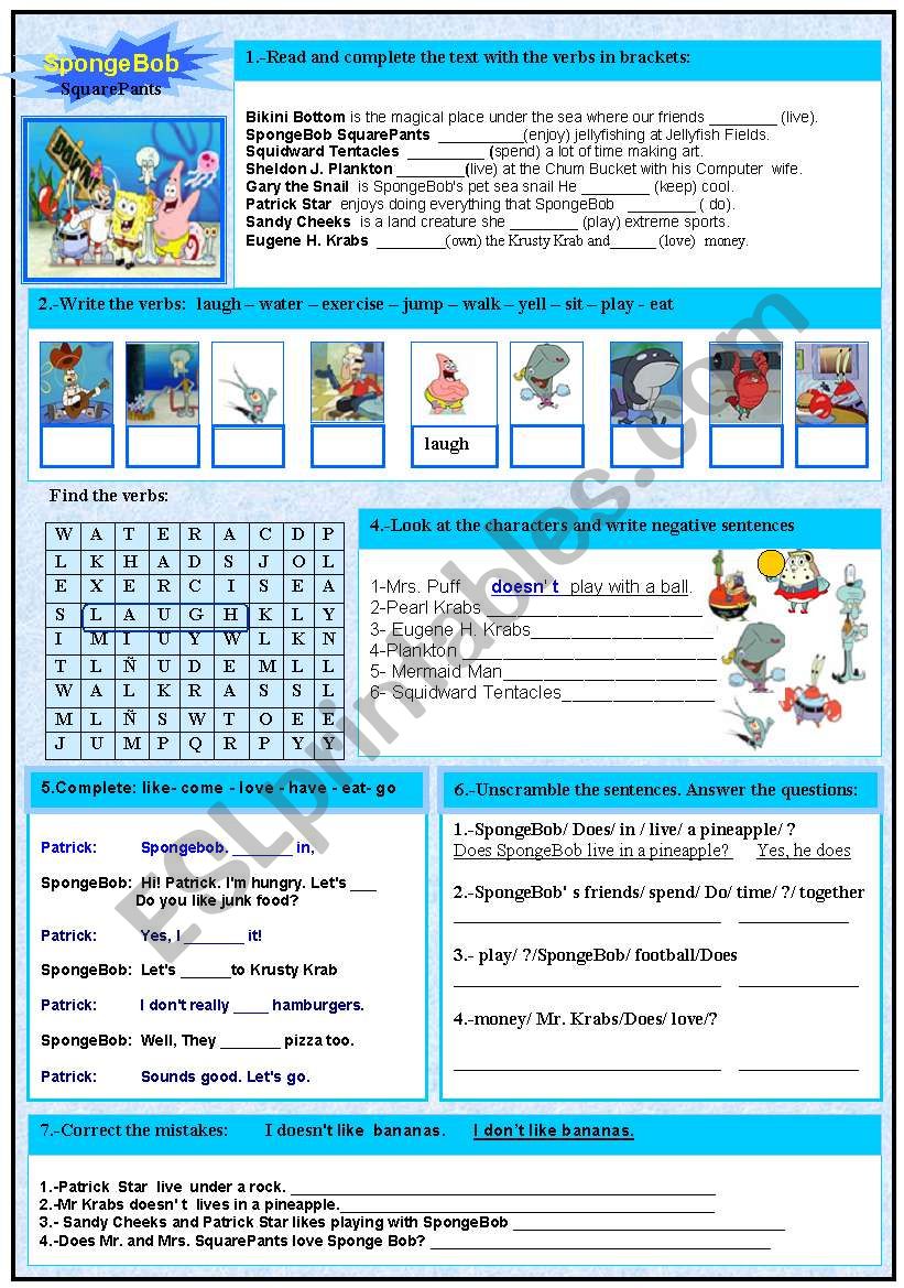 Present simple worksheet