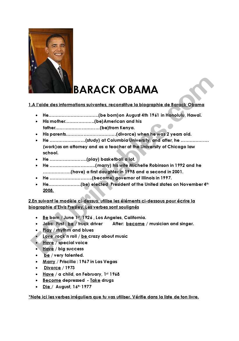 Writing a biography for beginners : Barack Obama
