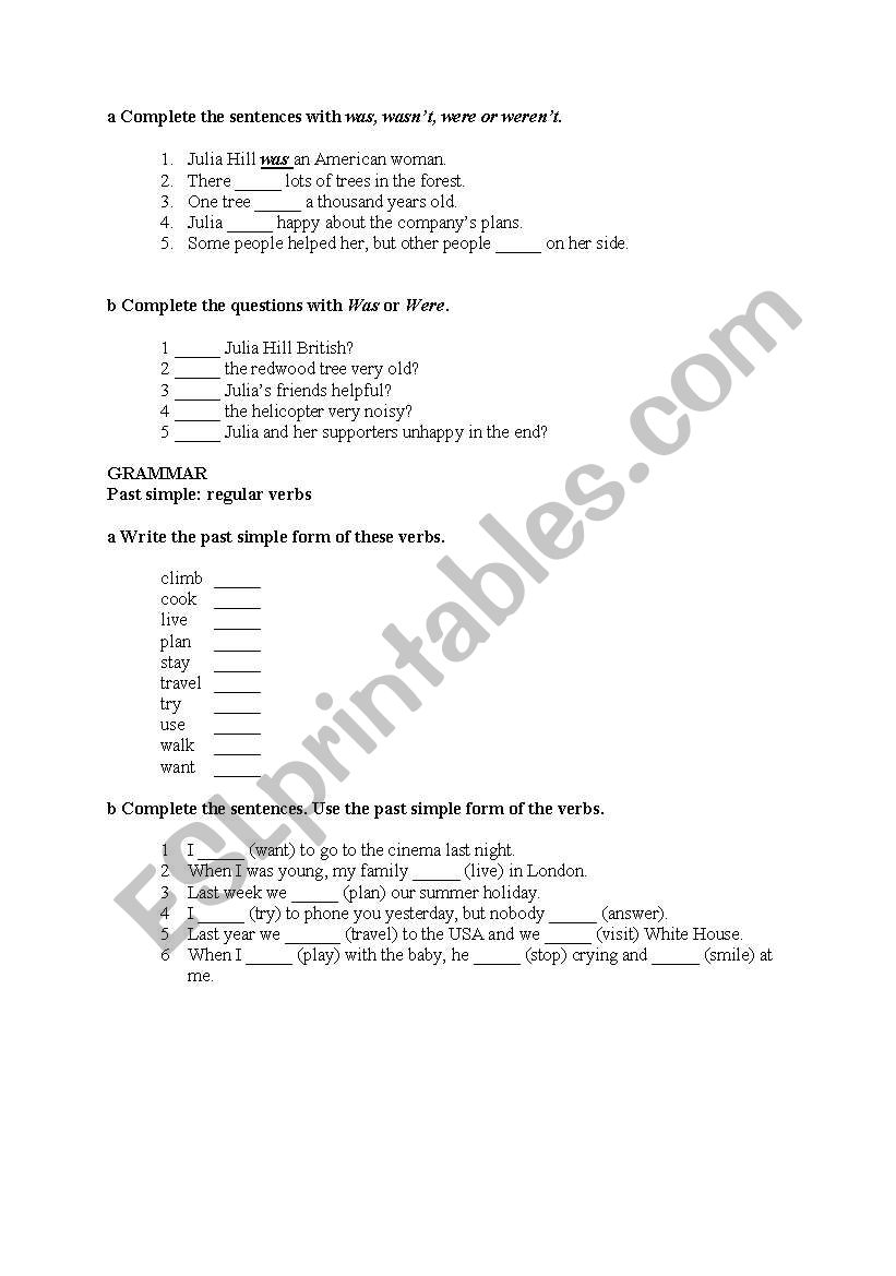 Past Simple worksheet