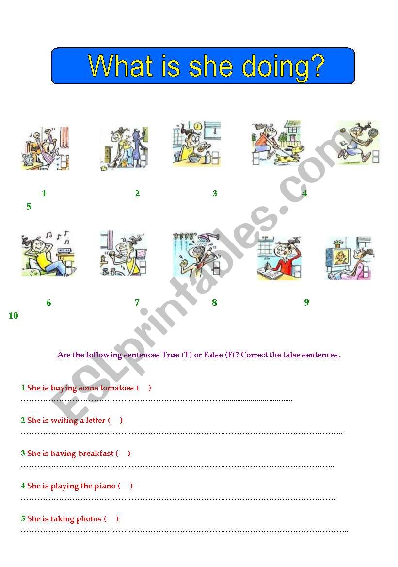 What is she doing? worksheet