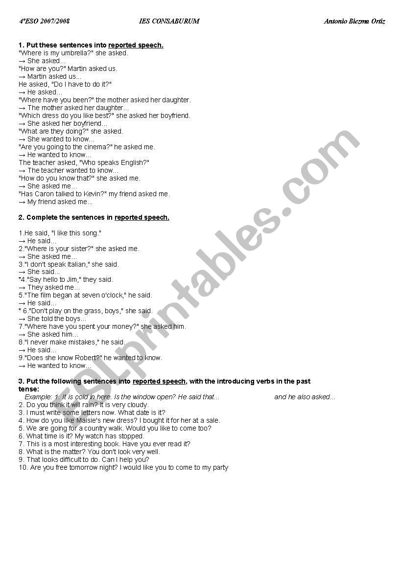 Reported speech and relative clauses