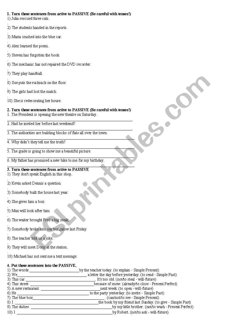 PASSIVE VOICE worksheet