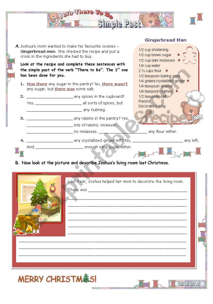 Verb THERE TO BE  --  SIMPLE PAST  2/2 (Christmas context)