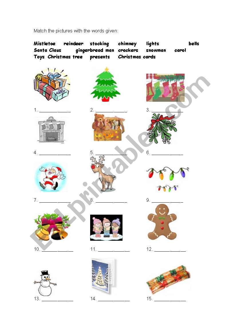 christmas vocabulary worksheet