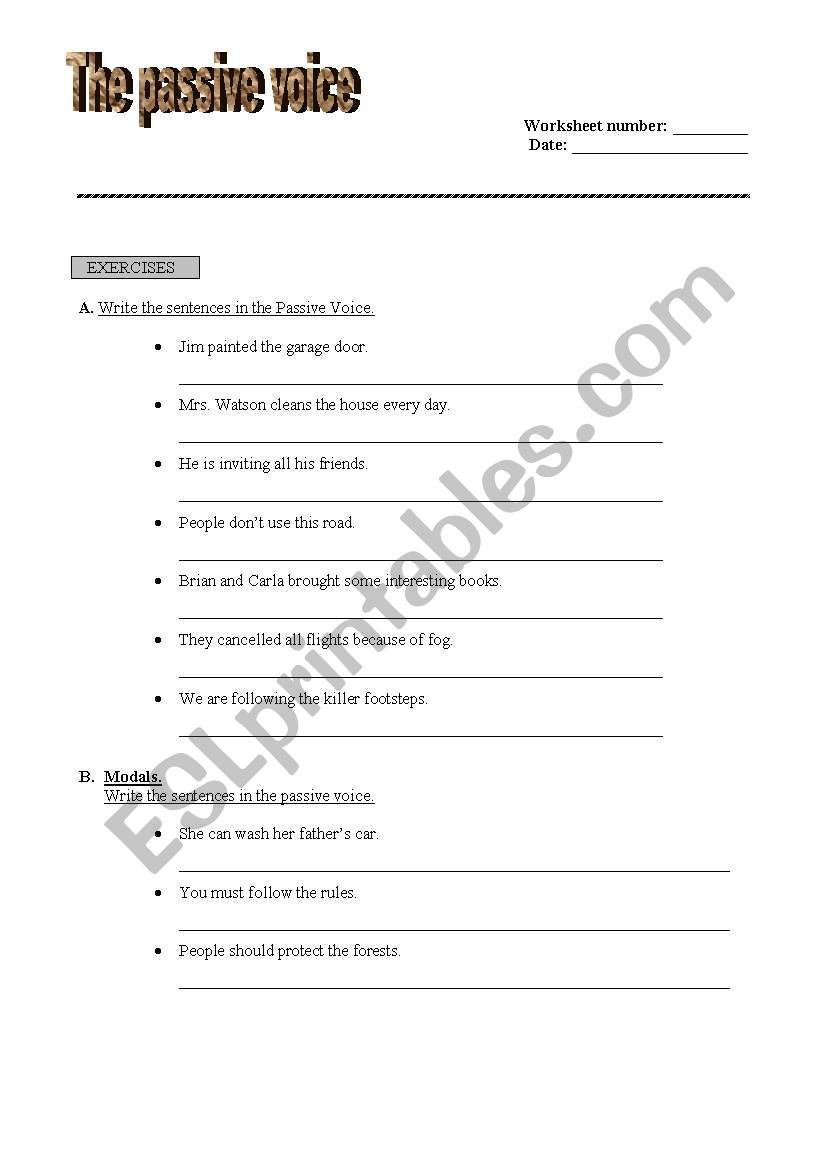 Passive voice worksheet