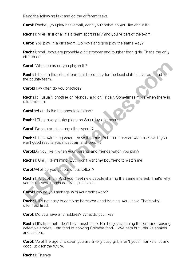 Rachels interview worksheet