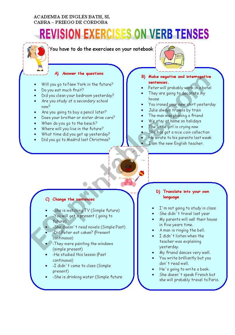 Revision exercises on verb tenses