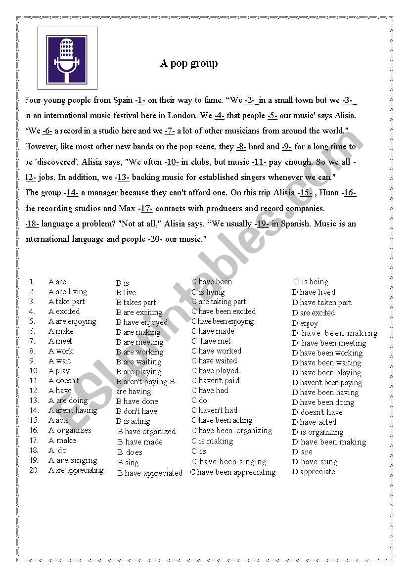 A mock FCE  worksheet