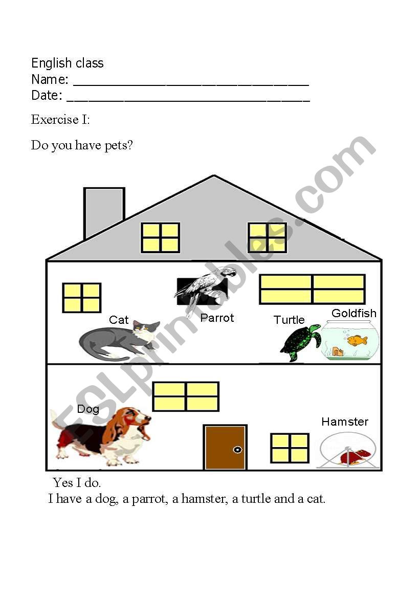 Pets worksheet