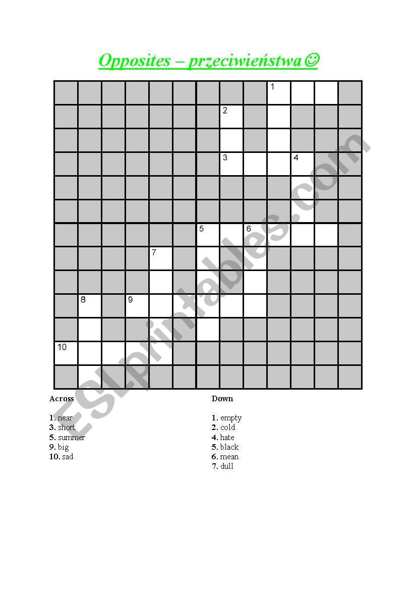 Opposites, funny and nice crossword puzzle;)