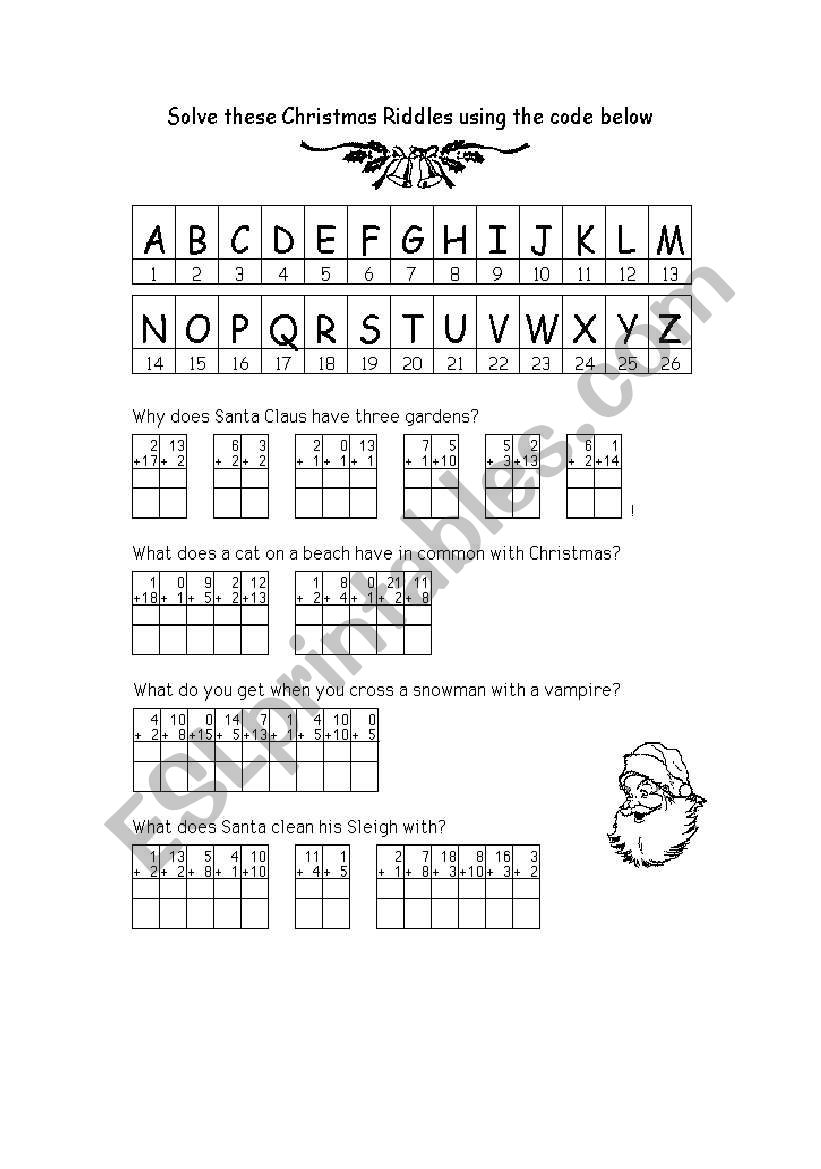 Christmas Riddles worksheet