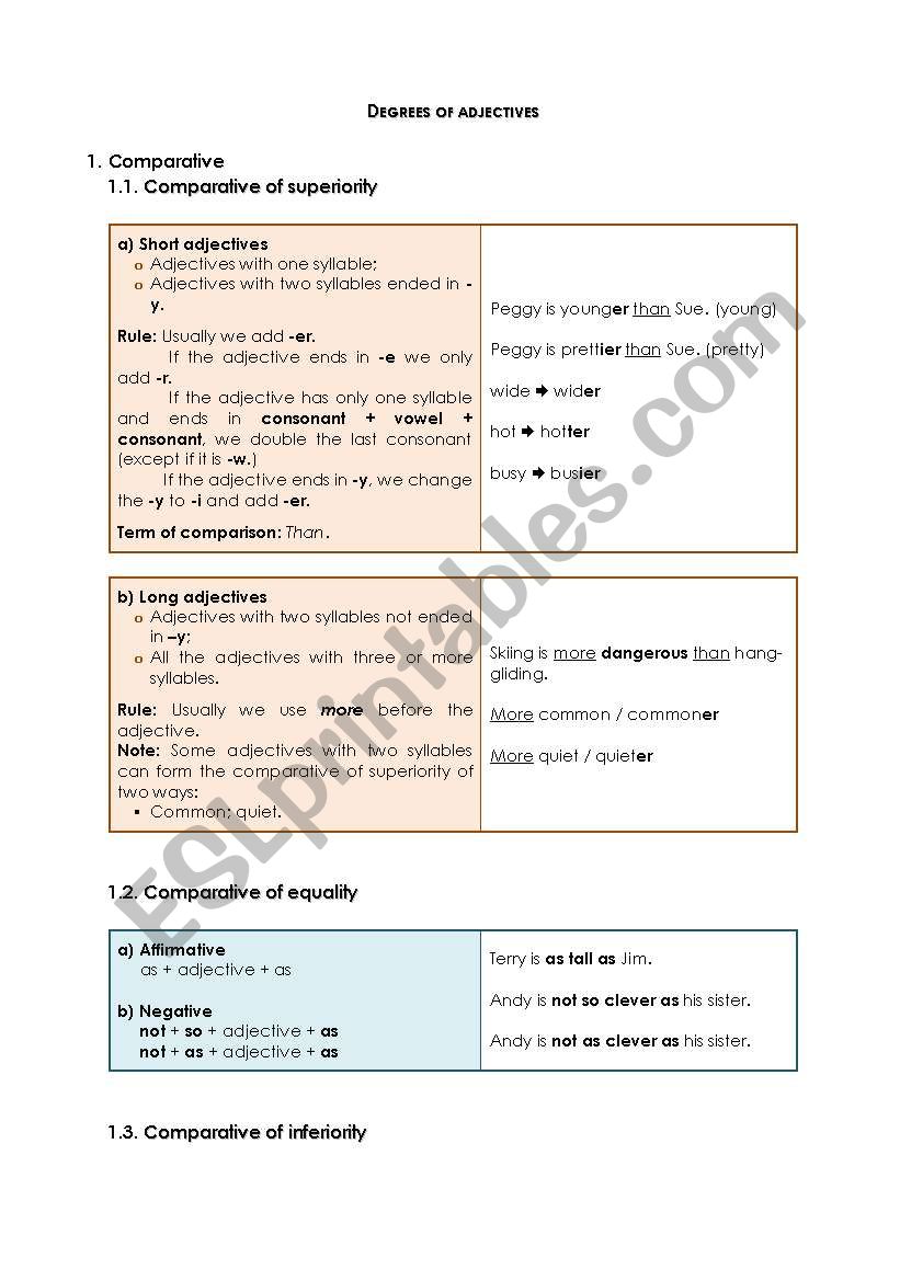 Adjectives worksheet