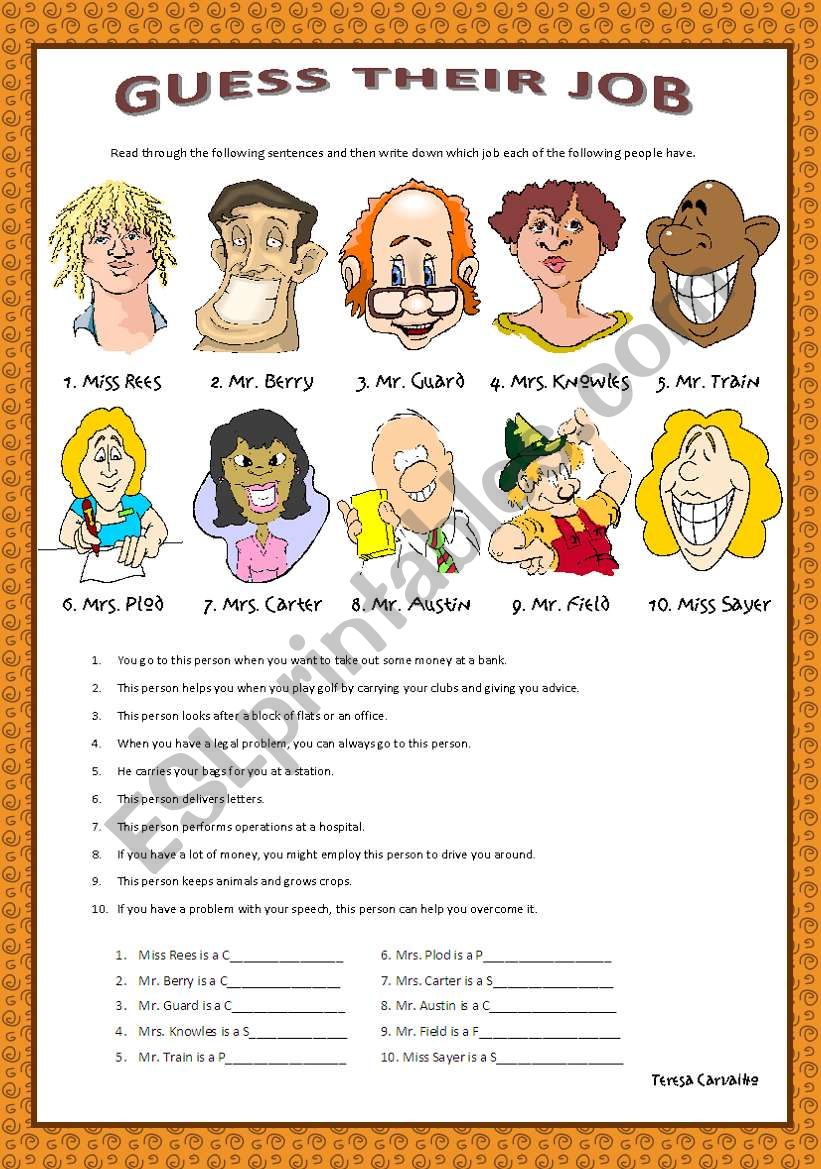 their job - ESL worksheet by