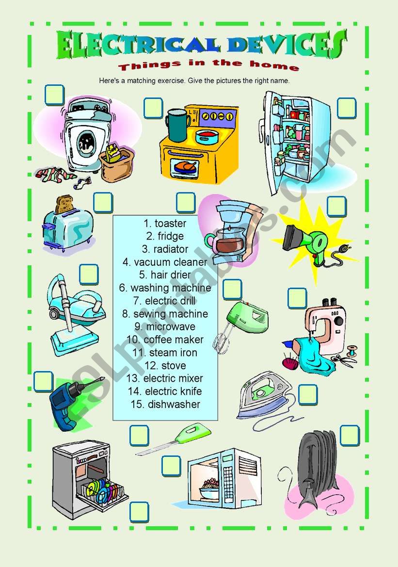 Electrical devices worksheet