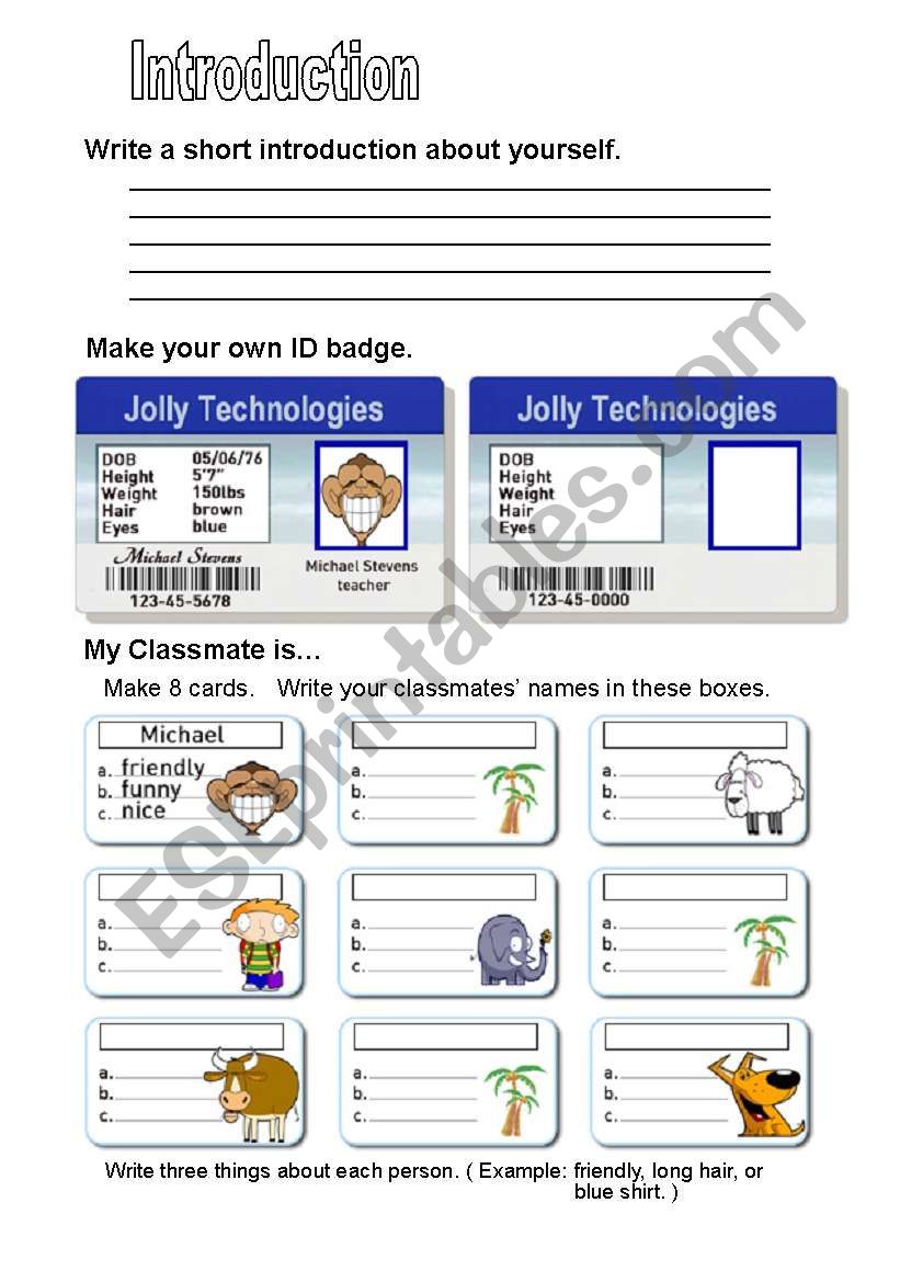 My classmate worksheet