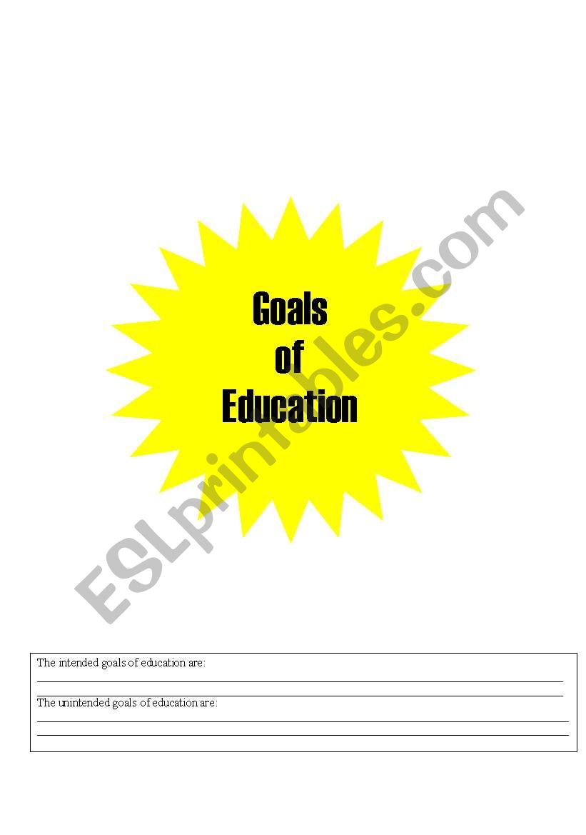 Goals of Education worksheet