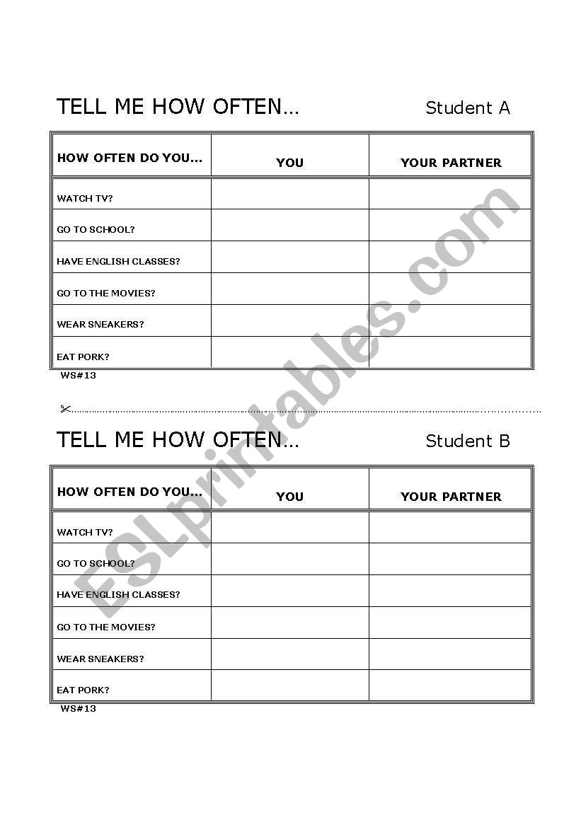 HOW OFTEN DO YOU...? worksheet