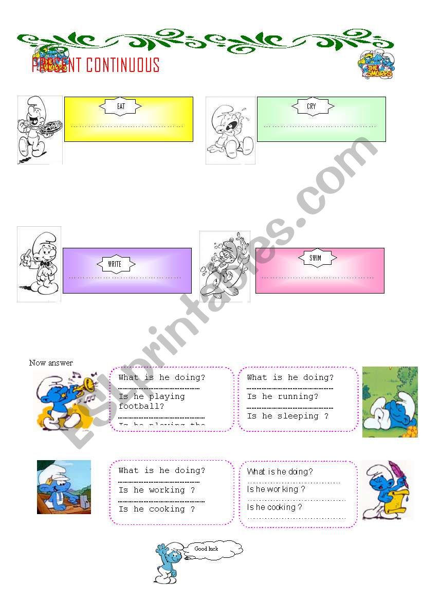 present continuous tense worksheet