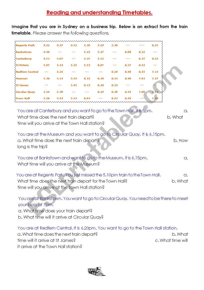 Understanding Train Timetables