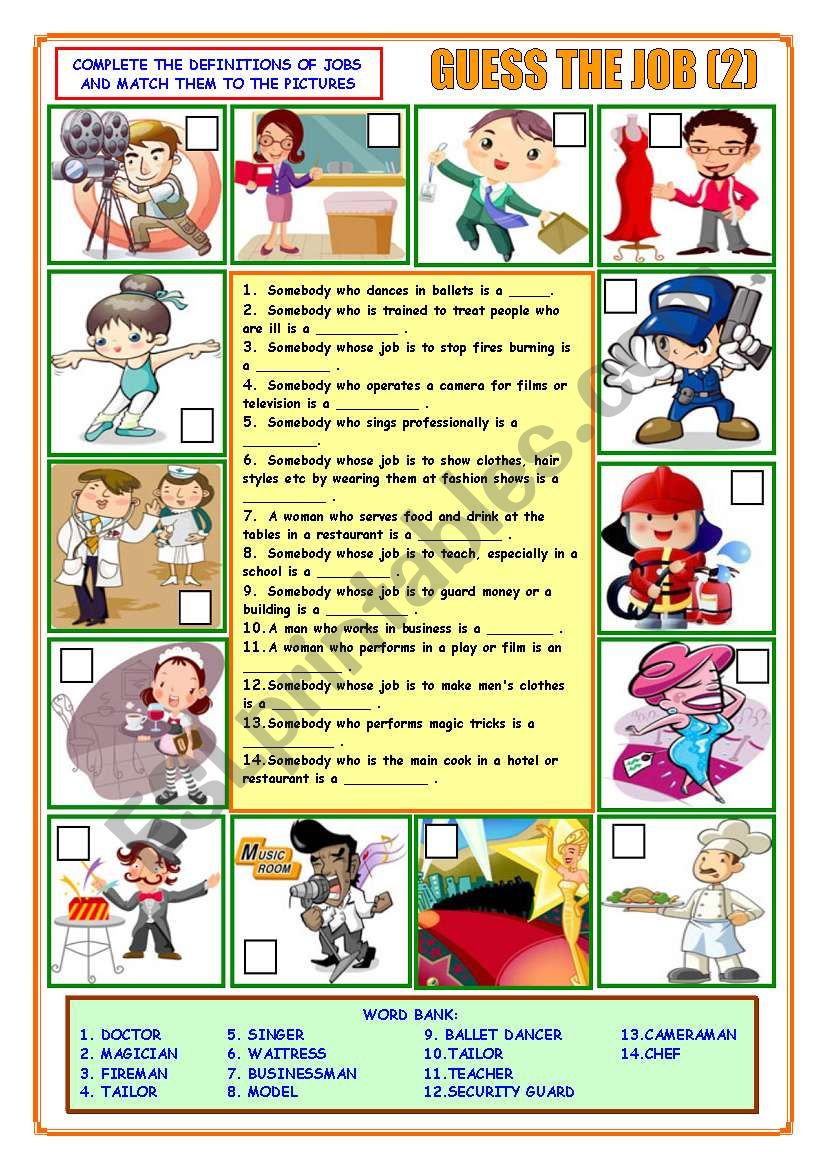 Guess the job (2) - ESL worksheet by Katiana