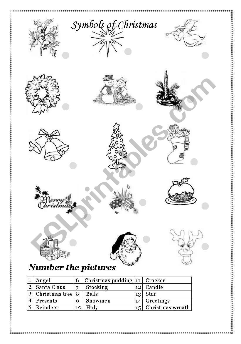 Symbols of Christmas worksheet