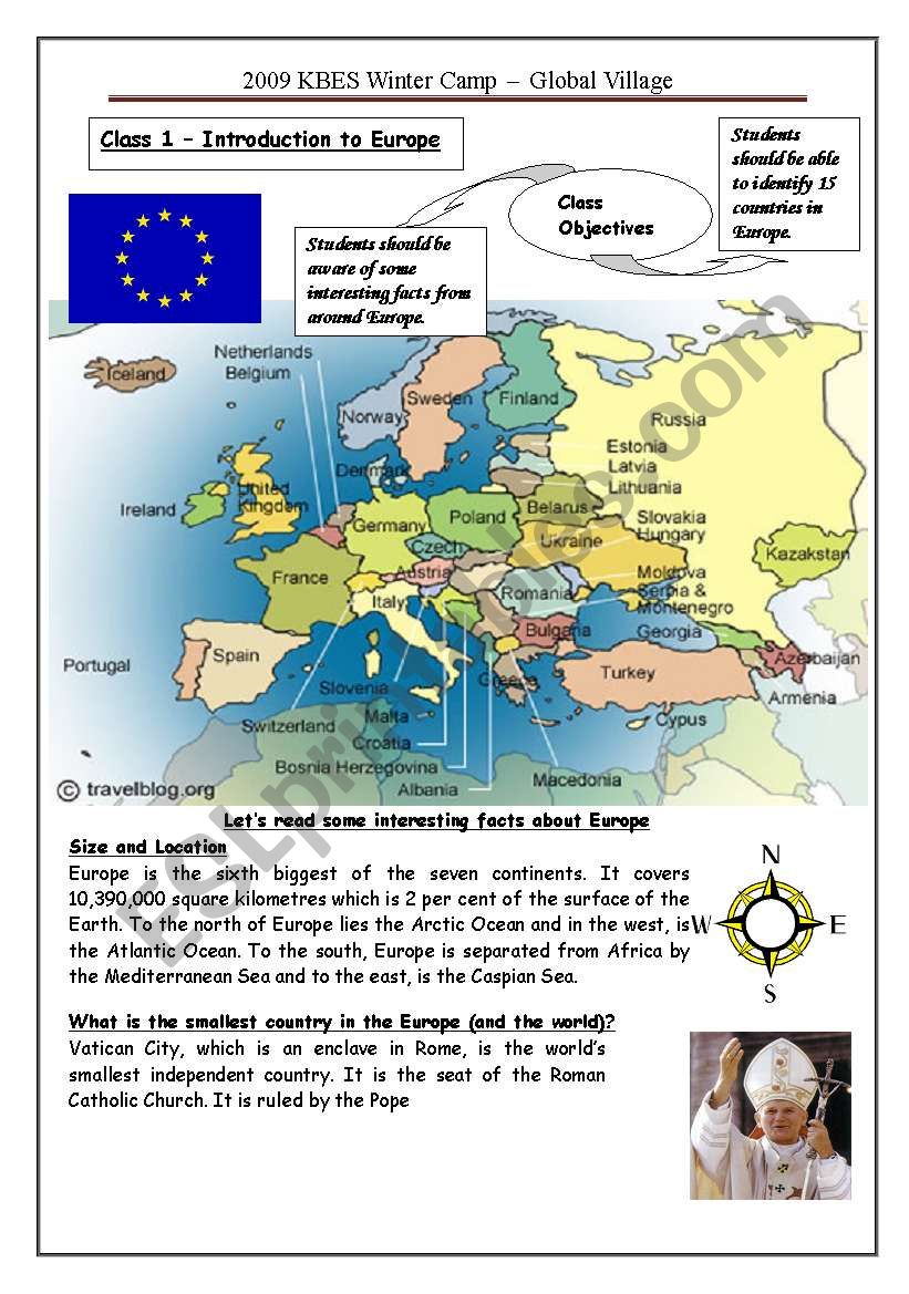 Europe (1 of 3) worksheet