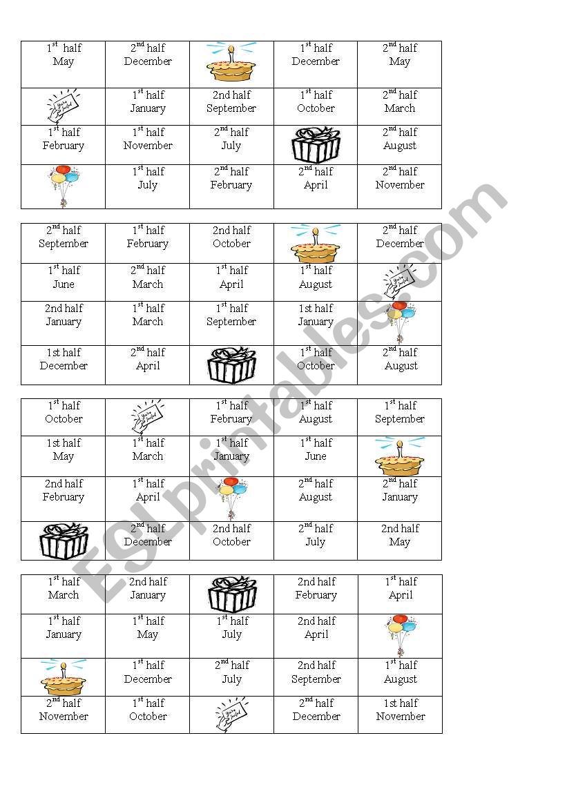 birthday bingo worksheet