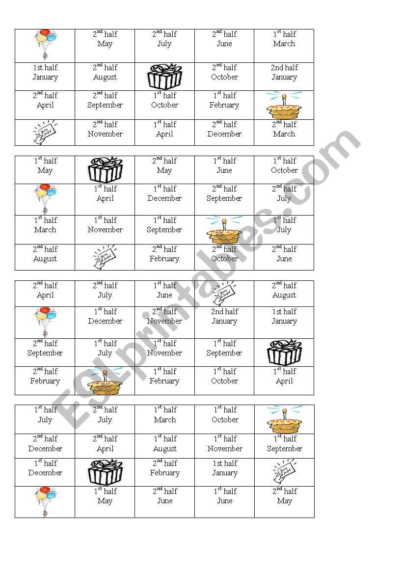 birthday bingo worksheet